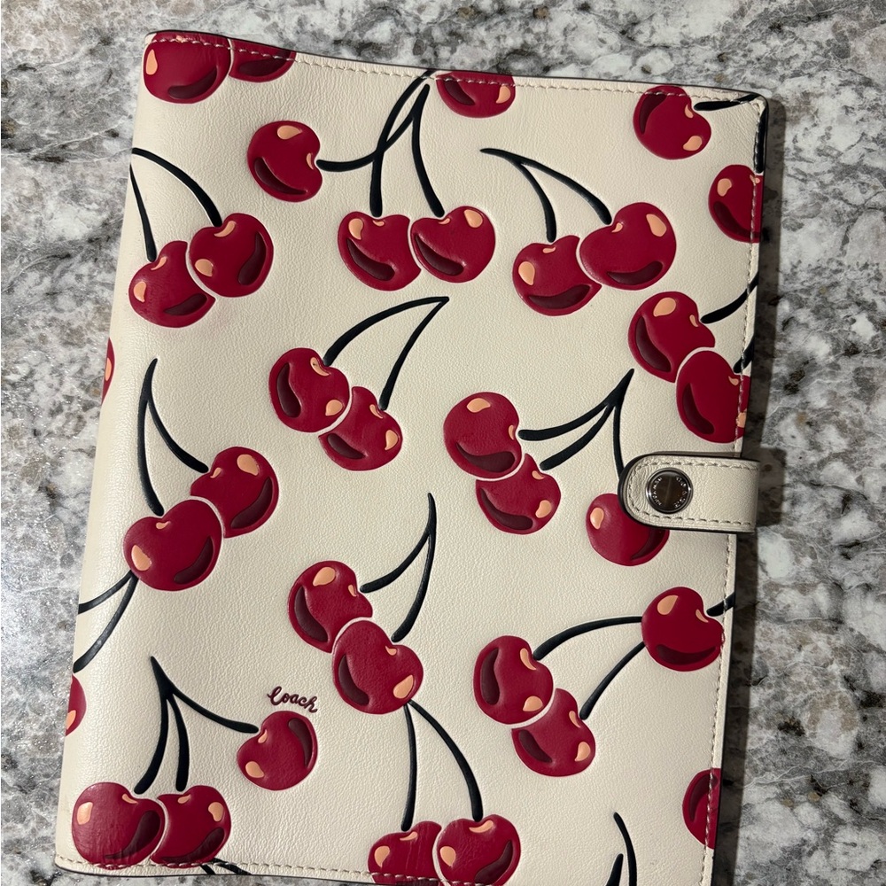 Coach Cherry Print Cream Leather Cover